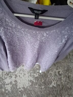 Simply Vera Vera Wang Lavender Lace Front Pullover Sweater